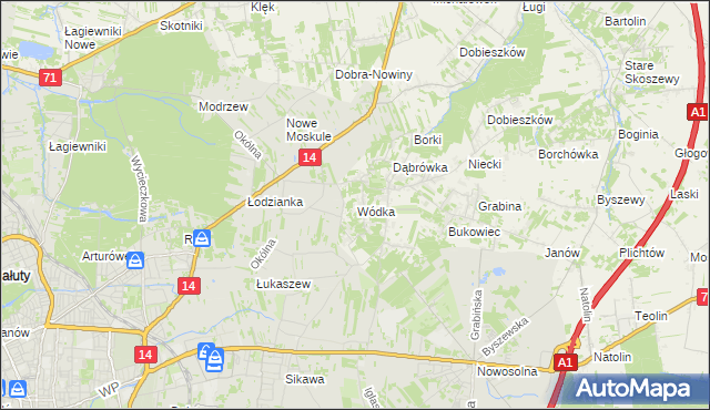 mapa Wódka gmina Nowosolna, Wódka gmina Nowosolna na mapie Targeo