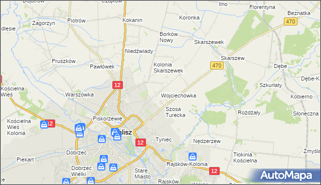 mapa Wojciechówka gmina Żelazków, Wojciechówka gmina Żelazków na mapie Targeo