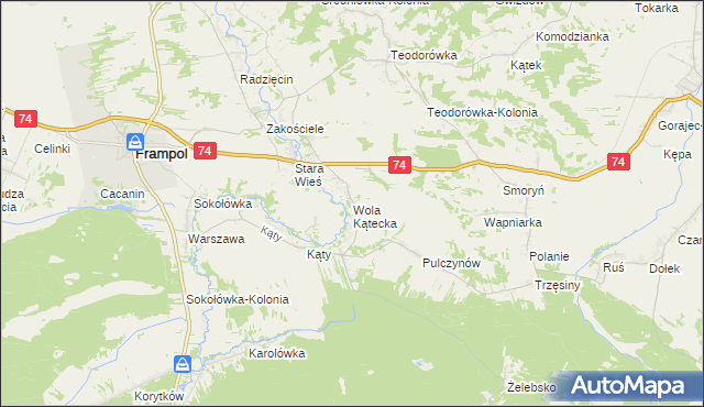 mapa Wola Kątecka, Wola Kątecka na mapie Targeo