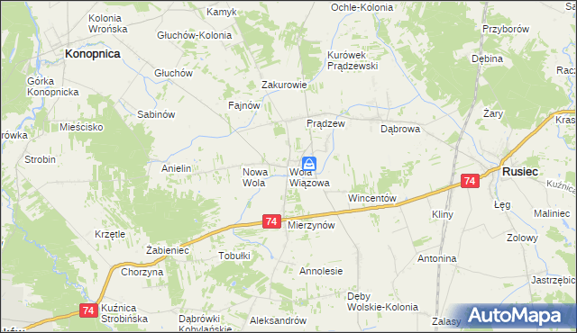 mapa Wola Wiązowa, Wola Wiązowa na mapie Targeo