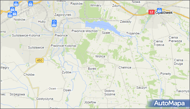 mapa Wolica gmina Godziesze Wielkie, Wolica gmina Godziesze Wielkie na mapie Targeo