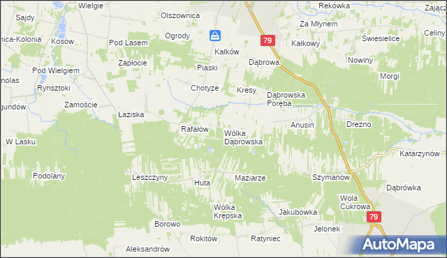 mapa Wólka Dąbrowska, Wólka Dąbrowska na mapie Targeo