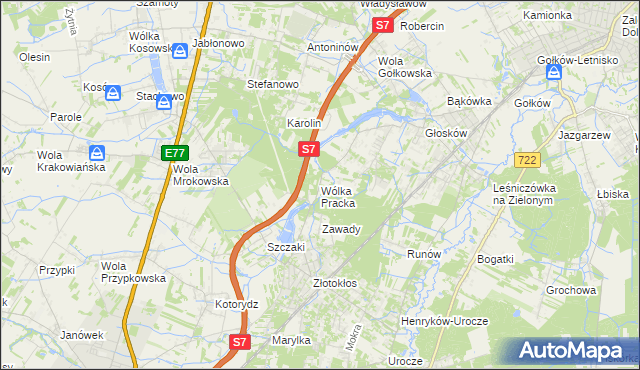 mapa Wólka Pracka, Wólka Pracka na mapie Targeo
