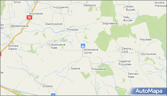 mapa Woskowice Górne, Woskowice Górne na mapie Targeo
