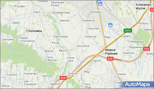 mapa Wrocanka gmina Miejsce Piastowe, Wrocanka gmina Miejsce Piastowe na mapie Targeo