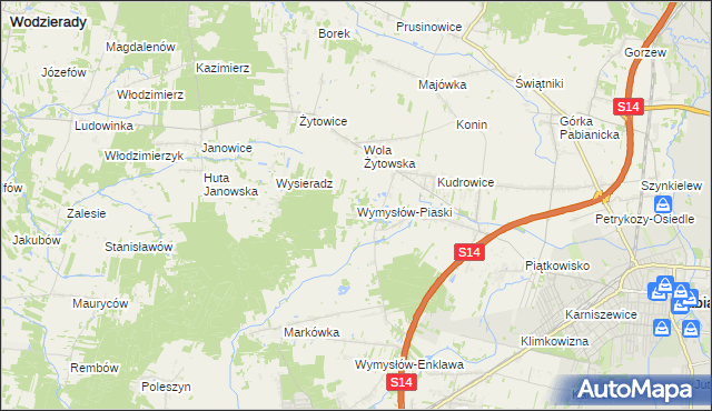 mapa Wymysłów-Piaski, Wymysłów-Piaski na mapie Targeo