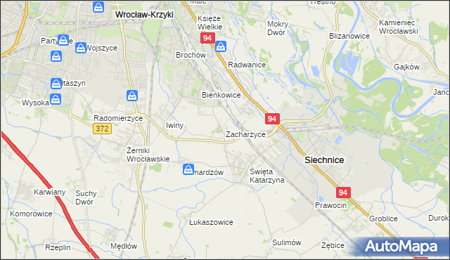 mapa Zacharzyce, Zacharzyce na mapie Targeo