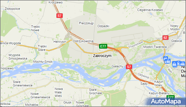 mapa Zakroczym, Zakroczym na mapie Targeo