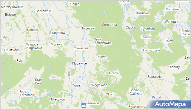 mapa Załozie, Załozie na mapie Targeo