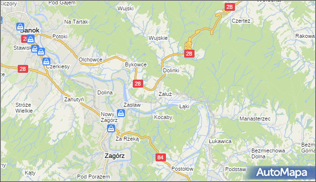 mapa Załuż, Załuż na mapie Targeo