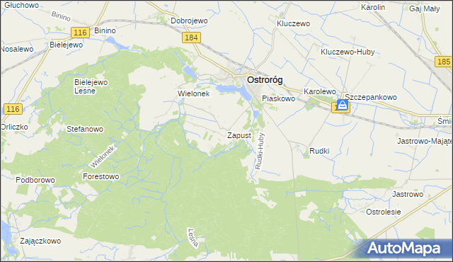 mapa Zapust, Zapust na mapie Targeo