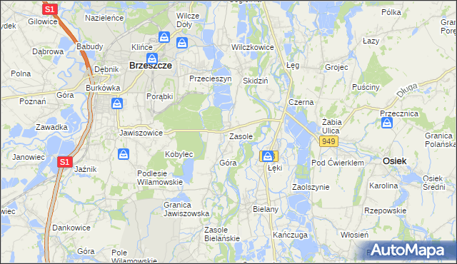 mapa Zasole, Zasole na mapie Targeo