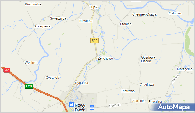 mapa Żelichowo gmina Nowy Dwór Gdański, Żelichowo gmina Nowy Dwór Gdański na mapie Targeo