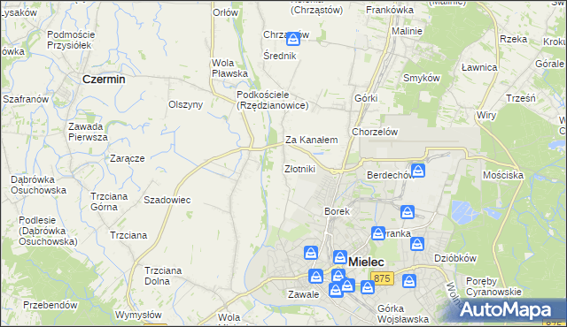 mapa Złotniki gmina Mielec, Złotniki gmina Mielec na mapie Targeo
