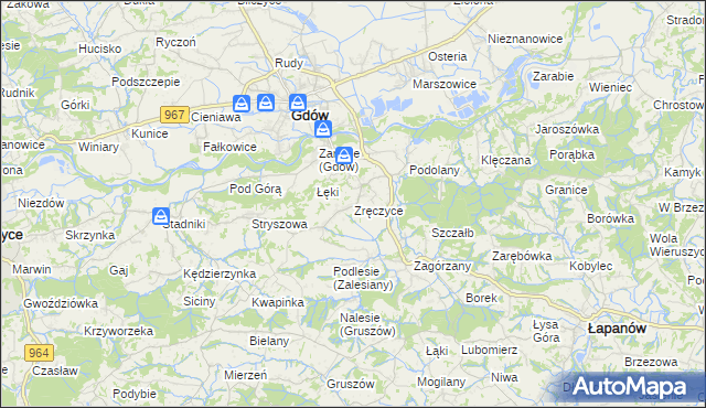 mapa Zręczyce, Zręczyce na mapie Targeo