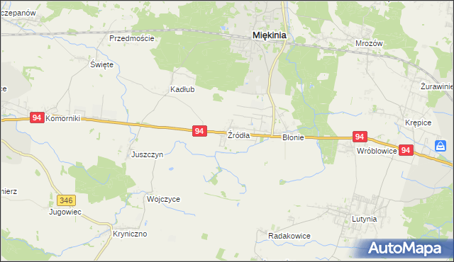 mapa Źródła gmina Miękinia, Źródła gmina Miękinia na mapie Targeo