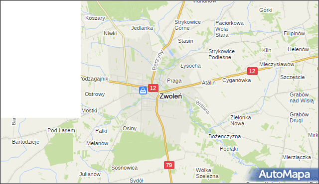 mapa Zwoleń, Zwoleń na mapie Targeo