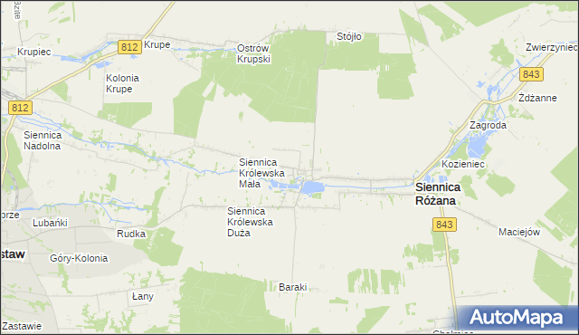 mapa Siennica Różana Kolonia, Siennica Różana Kolonia na mapie Targeo
