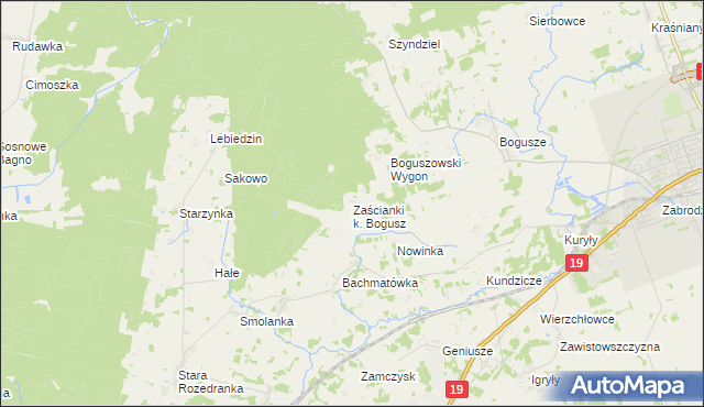 mapa Zaścianki k. Bogusz, Zaścianki k. Bogusz na mapie Targeo