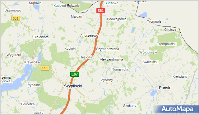 mapa Aleksandrówka gmina Szypliszki, Aleksandrówka gmina Szypliszki na mapie Targeo