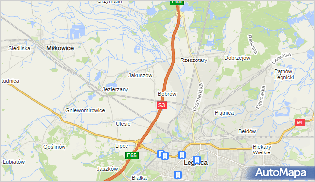 mapa Bobrów gmina Miłkowice, Bobrów gmina Miłkowice na mapie Targeo