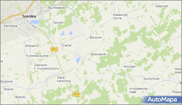 mapa Bobrowniki gmina Sokółka, Bobrowniki gmina Sokółka na mapie Targeo