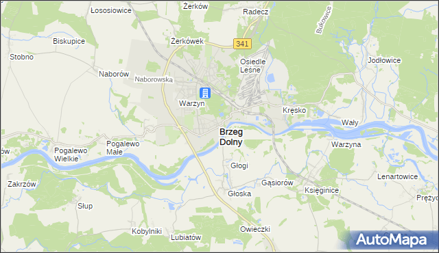 mapa Brzeg Dolny, Brzeg Dolny na mapie Targeo