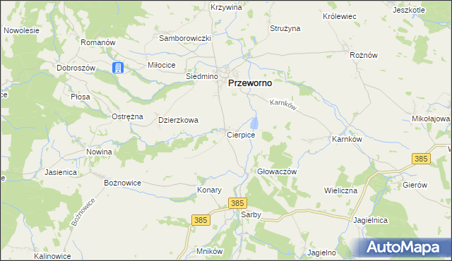 mapa Cierpice gmina Przeworno, Cierpice gmina Przeworno na mapie Targeo