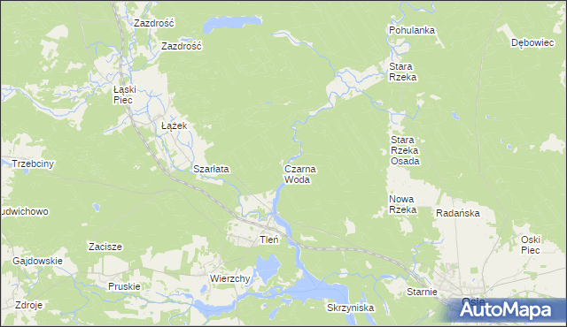 mapa Czarna Woda gmina Osie, Czarna Woda gmina Osie na mapie Targeo