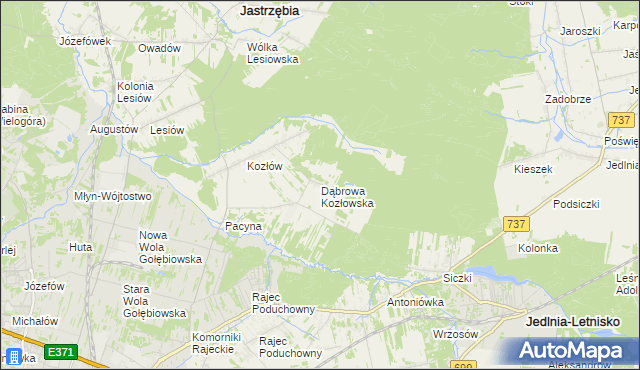 mapa Dąbrowa Kozłowska, Dąbrowa Kozłowska na mapie Targeo