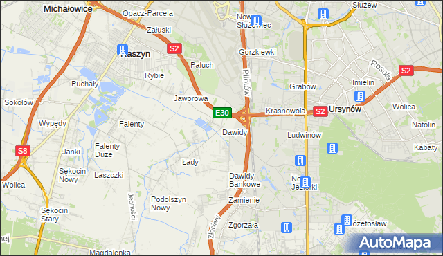 mapa Dawidy gmina Raszyn, Dawidy gmina Raszyn na mapie Targeo