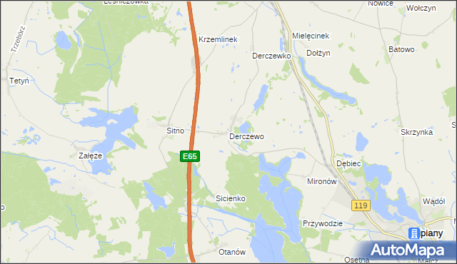 mapa Derczewo, Derczewo na mapie Targeo