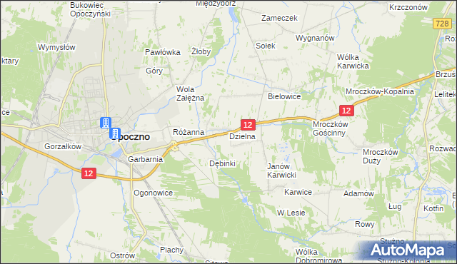 mapa Dzielna gmina Opoczno, Dzielna gmina Opoczno na mapie Targeo