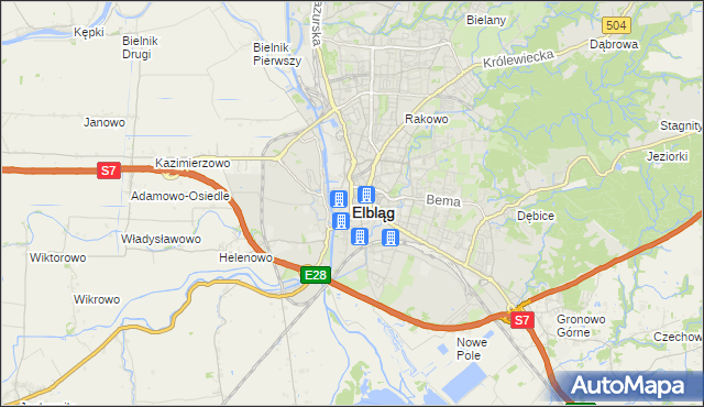 mapa Elbląga, Elbląg na mapie Targeo