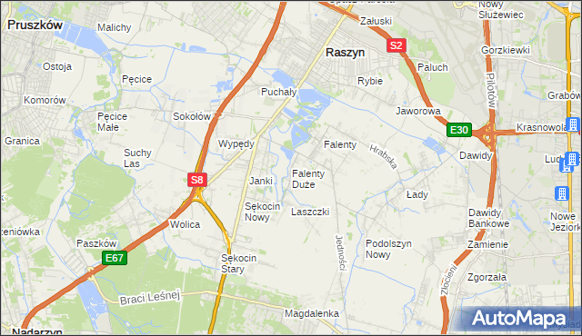 mapa Falenty Duże, Falenty Duże na mapie Targeo