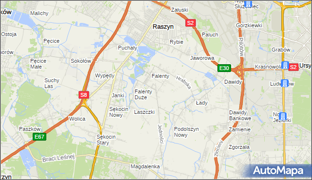 mapa Falenty Nowe, Falenty Nowe na mapie Targeo