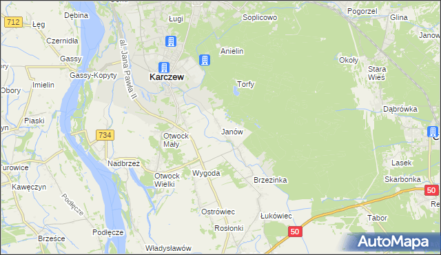 mapa Janów gmina Karczew, Janów gmina Karczew na mapie Targeo