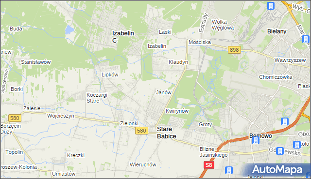 mapa Janów gmina Stare Babice, Janów gmina Stare Babice na mapie Targeo