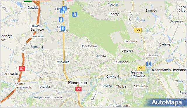 mapa Julianów gmina Piaseczno, Julianów gmina Piaseczno na mapie Targeo