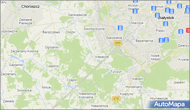 mapa Klepacze gmina Choroszcz, Klepacze gmina Choroszcz na mapie Targeo