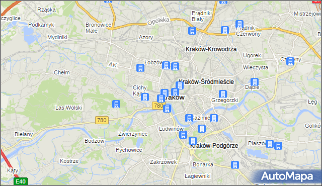 mapa Krakowa, Kraków na mapie Targeo