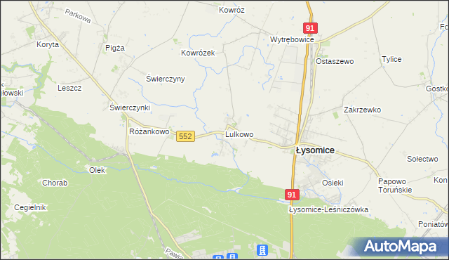 mapa Lulkowo gmina Łysomice, Lulkowo gmina Łysomice na mapie Targeo