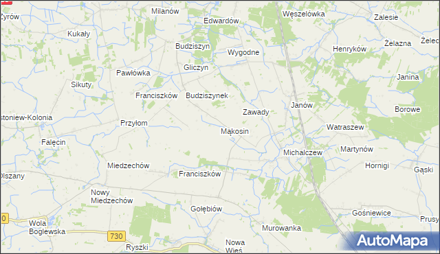 mapa Mąkosin, Mąkosin na mapie Targeo