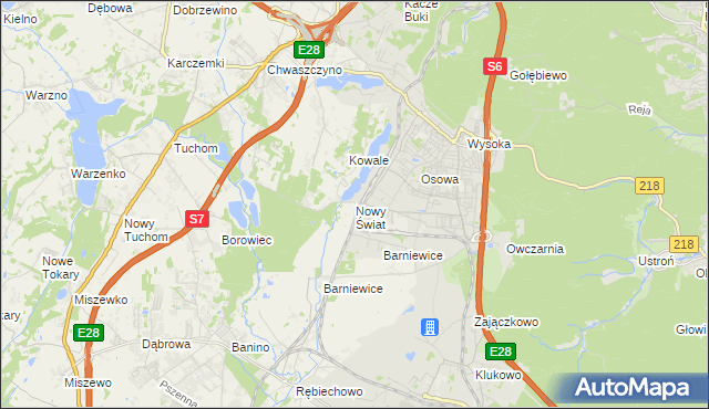 mapa Nowy Świat gmina Żukowo, Nowy Świat gmina Żukowo na mapie Targeo