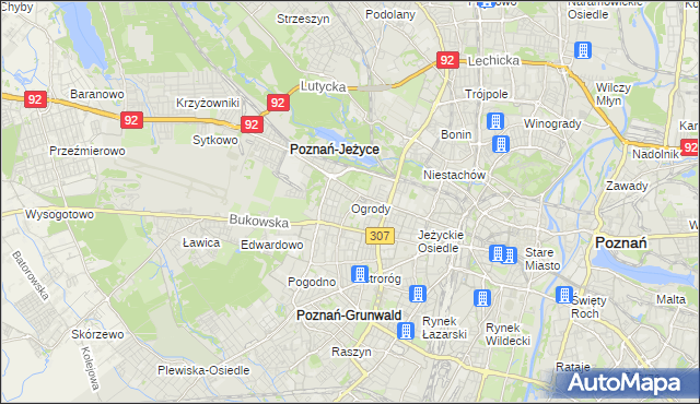mapa Ogrody gmina Poznań, Ogrody gmina Poznań na mapie Targeo