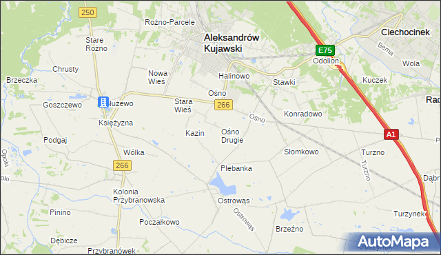 mapa Ośno Drugie, Ośno Drugie na mapie Targeo