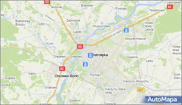 mapa Ostrołęka, Ostrołęka na mapie Targeo