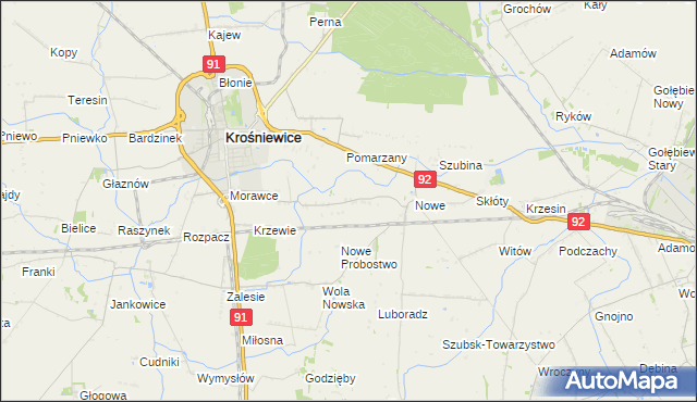 mapa Pawlikowice gmina Krośniewice, Pawlikowice gmina Krośniewice na mapie Targeo