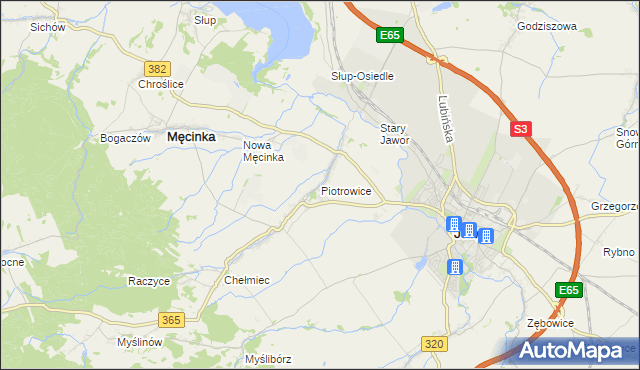 mapa Piotrowice gmina Męcinka, Piotrowice gmina Męcinka na mapie Targeo