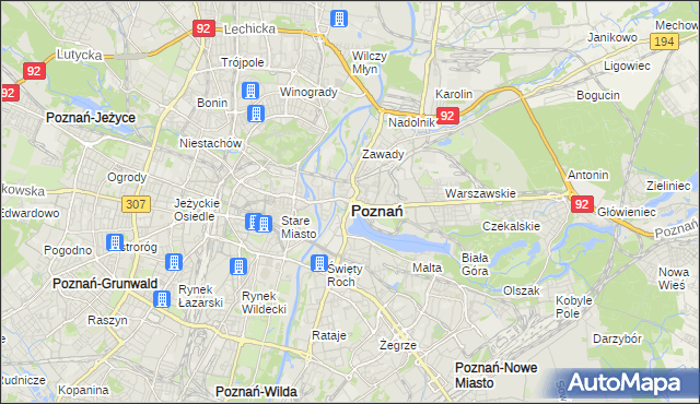 mapa Poznania, Poznań na mapie Targeo